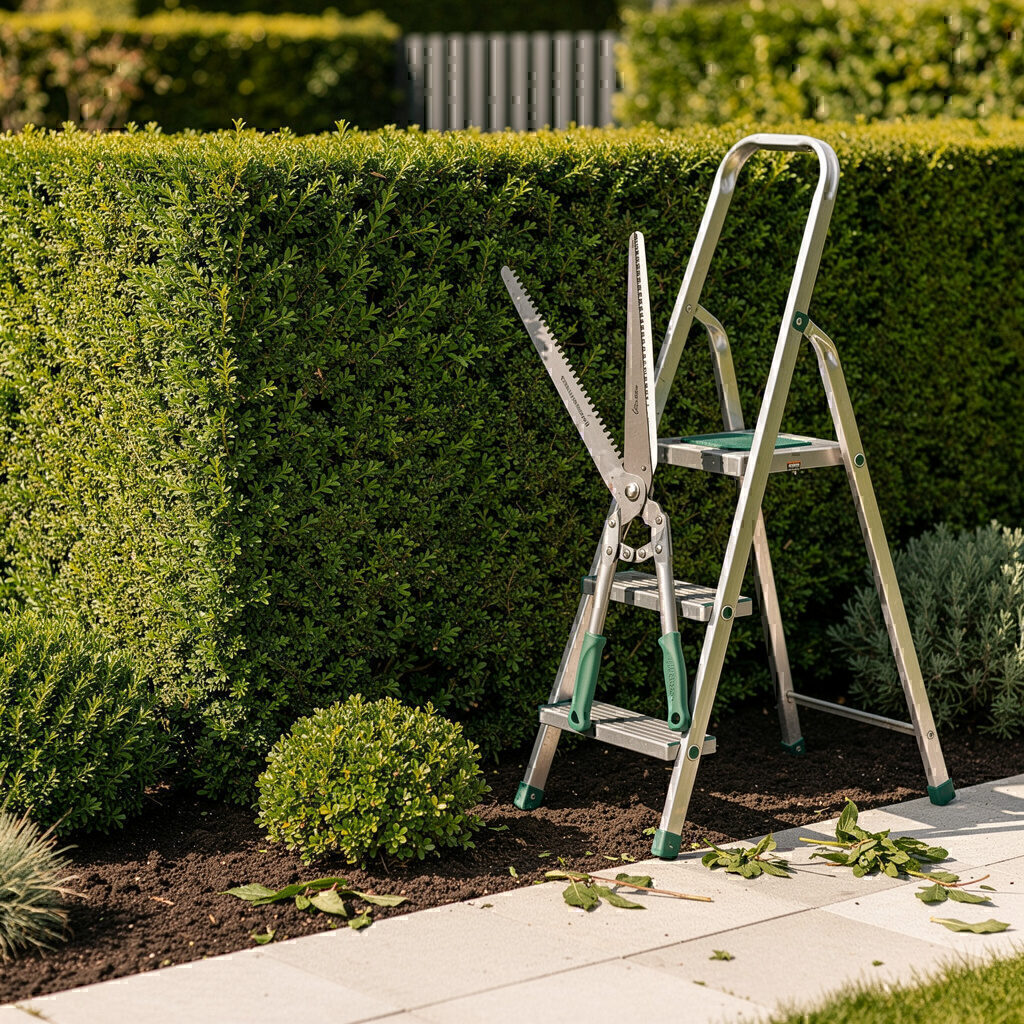 Durch Formschnitt, Unkrautentfernung und Hecke schafft Galabau De Wit Ordnung