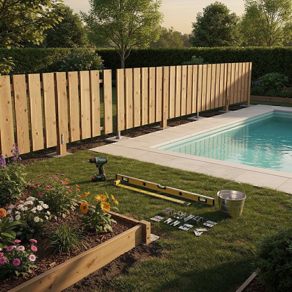Zaunbau für Grenzen, Pool und Beete durch Galabau De Wit